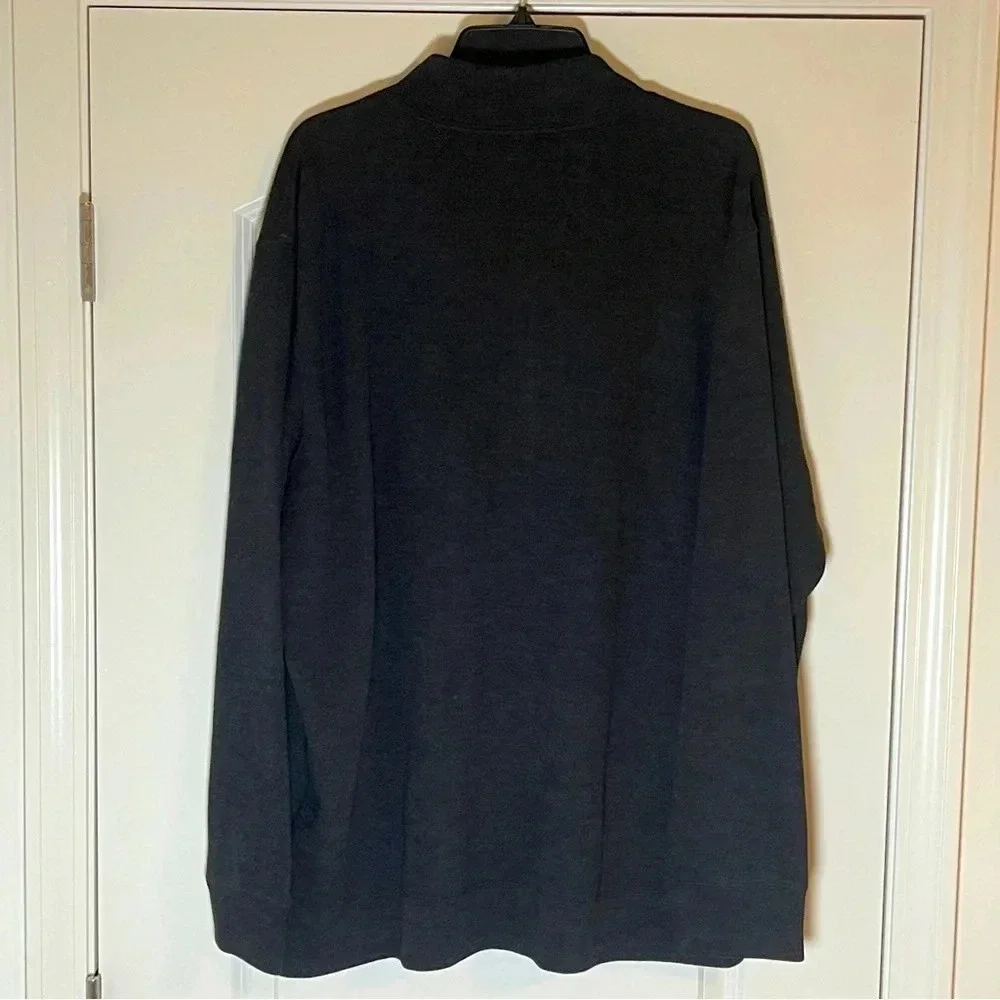 NWT LANDS’ END Charcoal Gray Bedford Rib Quarter Zip Pullover - Size 2XL NWT